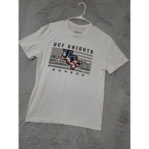 UCF Knights Shirt Mens Medium Flogrown American Flag Graphic Faded White NCAA